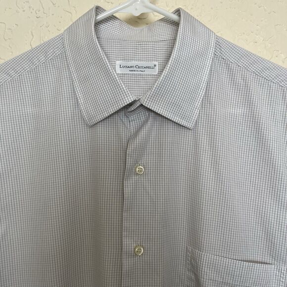 Luciano Ceccarelli | Italy Made Windowpane Checker Long Sl Shirt 16.5 34-35 - Picture 3 of 6
